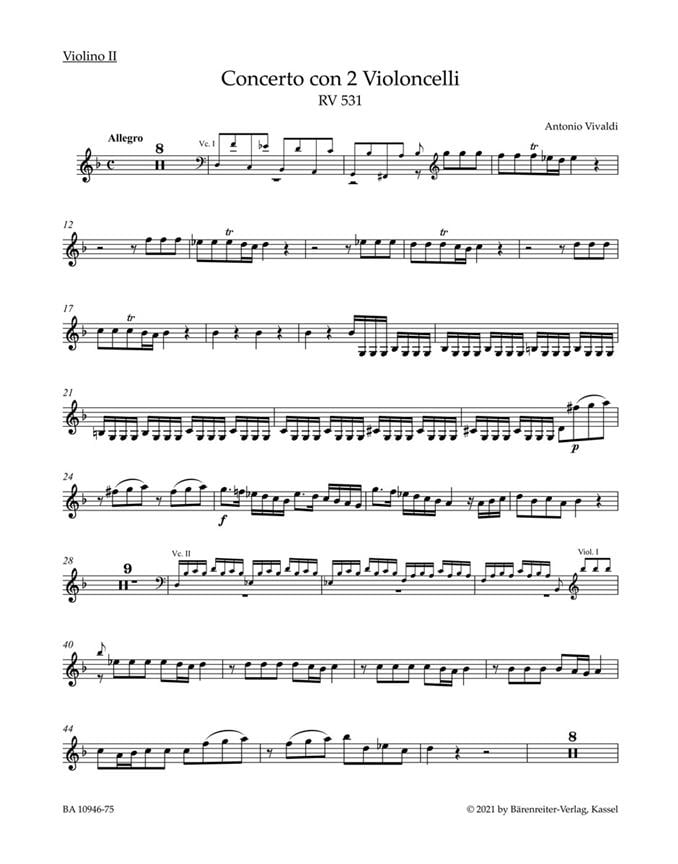 Concerto for two Violoncellos in G minor RV 531